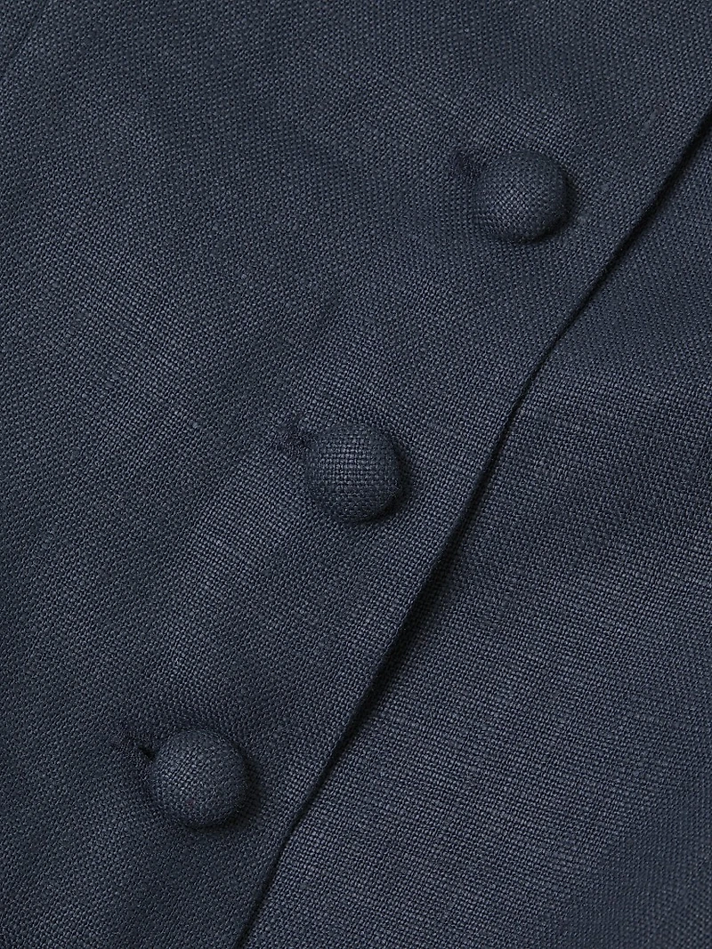 Corbiere Button-Detailed Linen Top