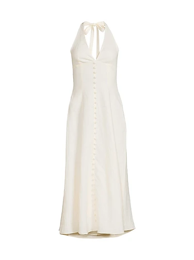 Marie Linen Halterneck Midi-Dress
