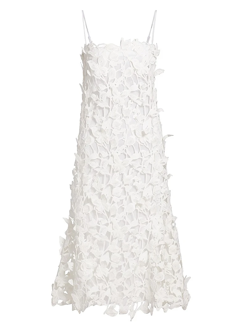 Fleurella Guipure Lace Midi-Dress