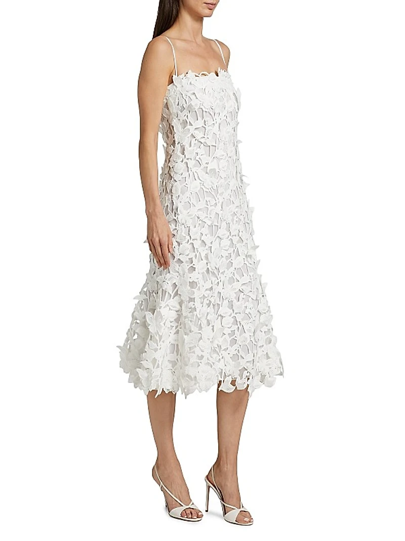 Fleurella Guipure Lace Midi-Dress
