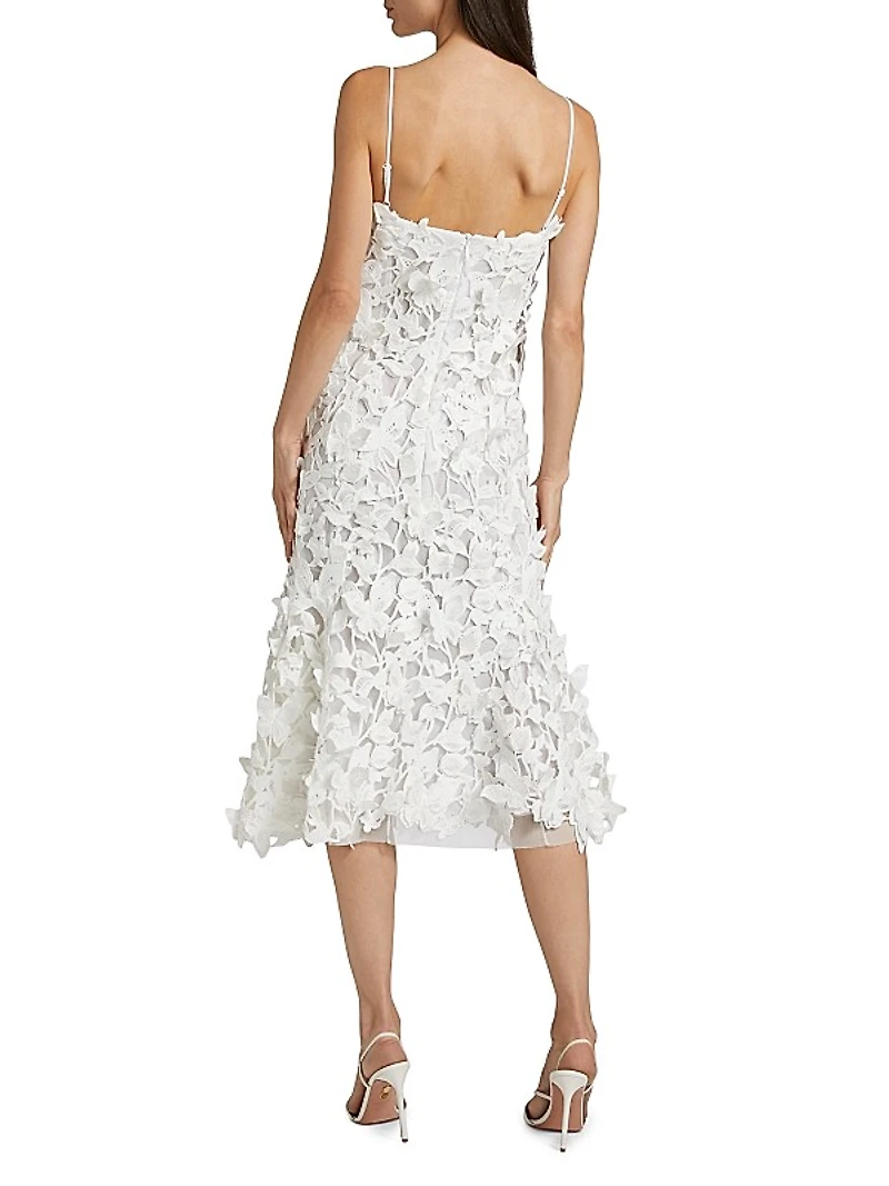 Fleurella Guipure Lace Midi-Dress