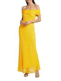 Laurelle Pleated Off-the-Shoulder Maxi Dress