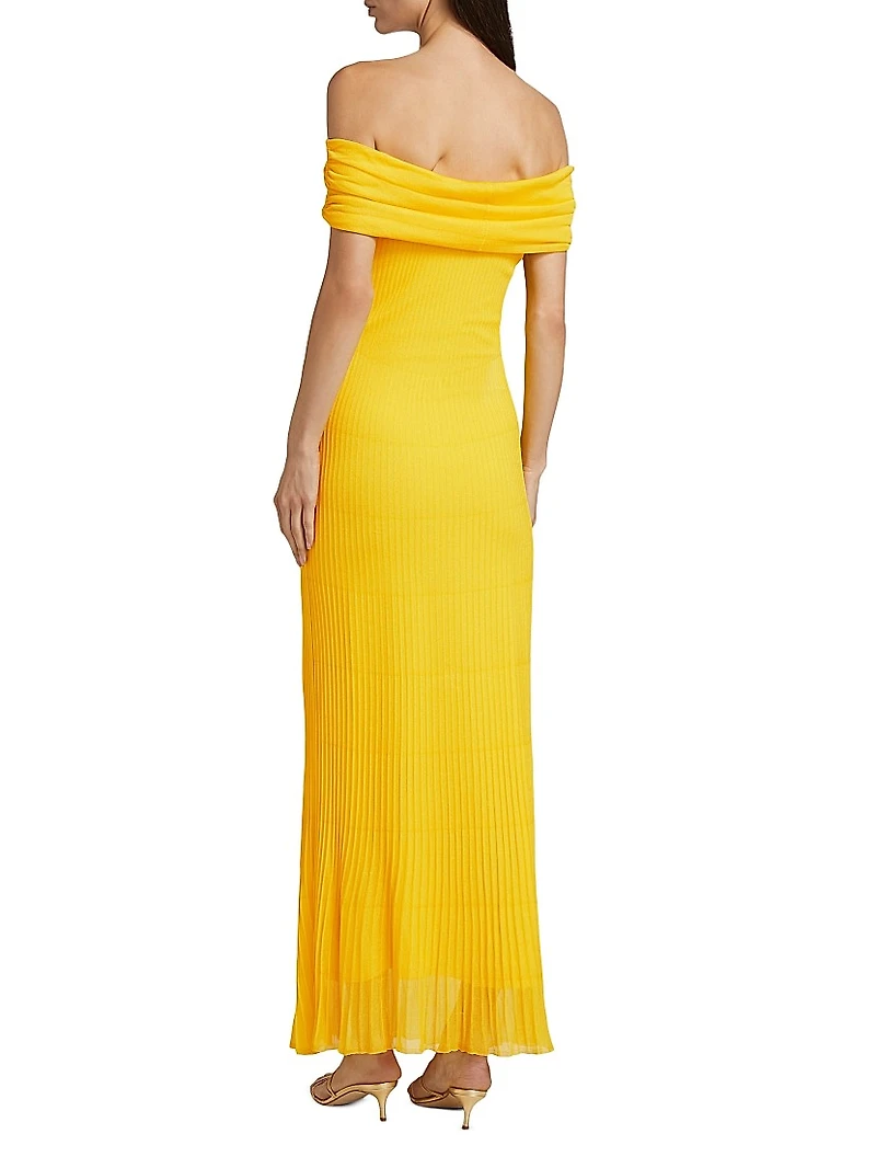 Laurelle Pleated Off-the-Shoulder Maxi Dress