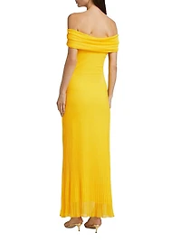 Laurelle Pleated Off-the-Shoulder Maxi Dress