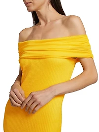Laurelle Pleated Off-the-Shoulder Maxi Dress