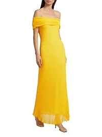 Laurelle Pleated Off-the-Shoulder Maxi Dress