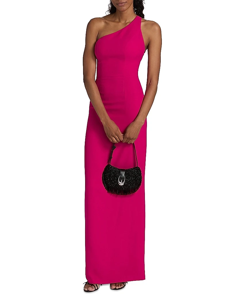 Alpes Asymmetric Crepe Column Gown