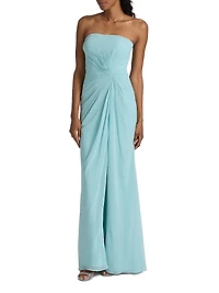 Fleuri Pleated Strapless Gown
