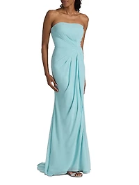 Fleuri Pleated Strapless Gown