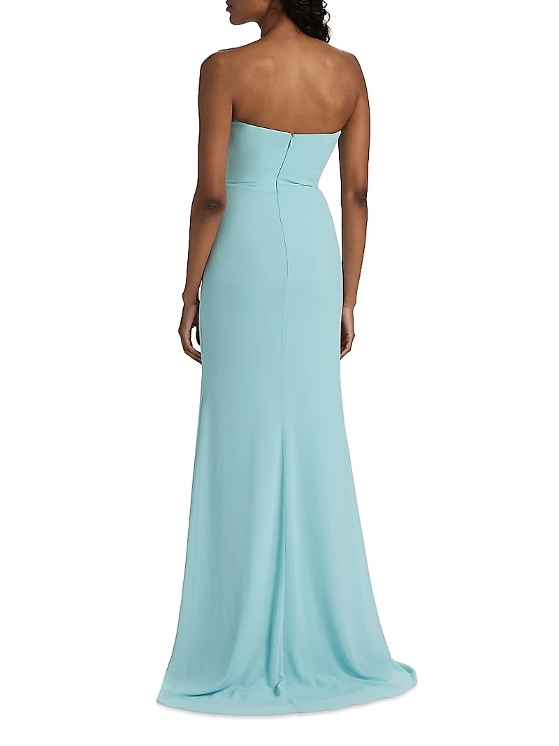 Fleuri Pleated Strapless Gown