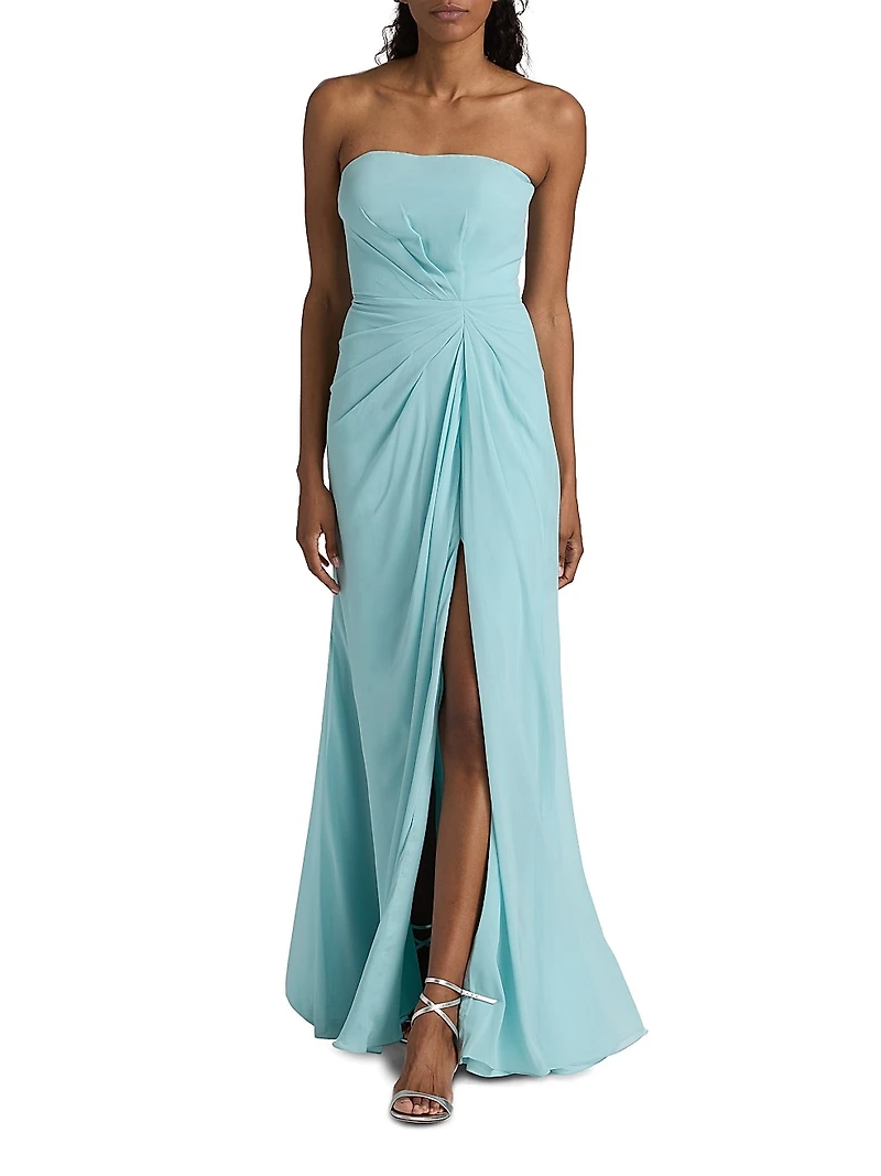 Fleuri Pleated Strapless Gown
