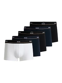 Five-Pack of Stretch-Cotton Trunks with Logo Waistbands