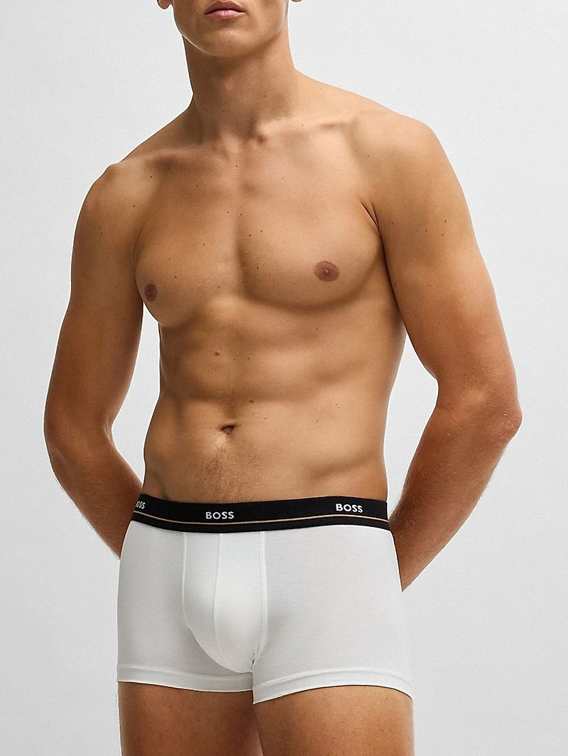 Five-Pack of Stretch-Cotton Trunks with Logo Waistbands