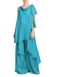 Draped Satin Silk-Blend Wide-Leg Jumpsuit