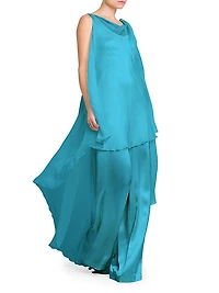 Draped Satin Silk-Blend Wide-Leg Jumpsuit