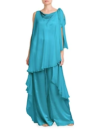 Draped Satin Silk-Blend Wide-Leg Jumpsuit