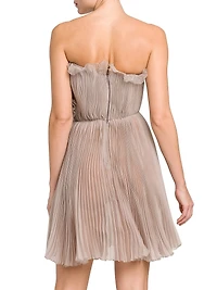 Silk Chiffon Bow Waist Strapless Minidress