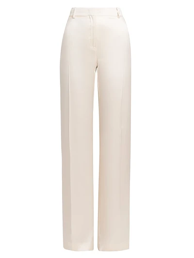 Satin Silk-Blend Wide-Leg Trousers