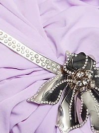 Draped Jersey Flower Hardware Gown