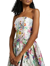 Floral Printed Mikado Ball Gown
