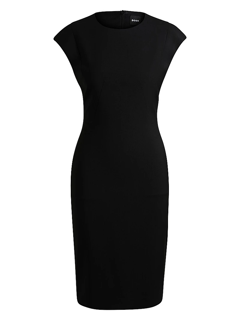 Slim-Fit Dress Virgin Wool with Cap Sleeves