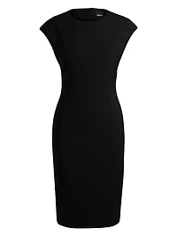 Slim-Fit Dress Virgin Wool with Cap Sleeves