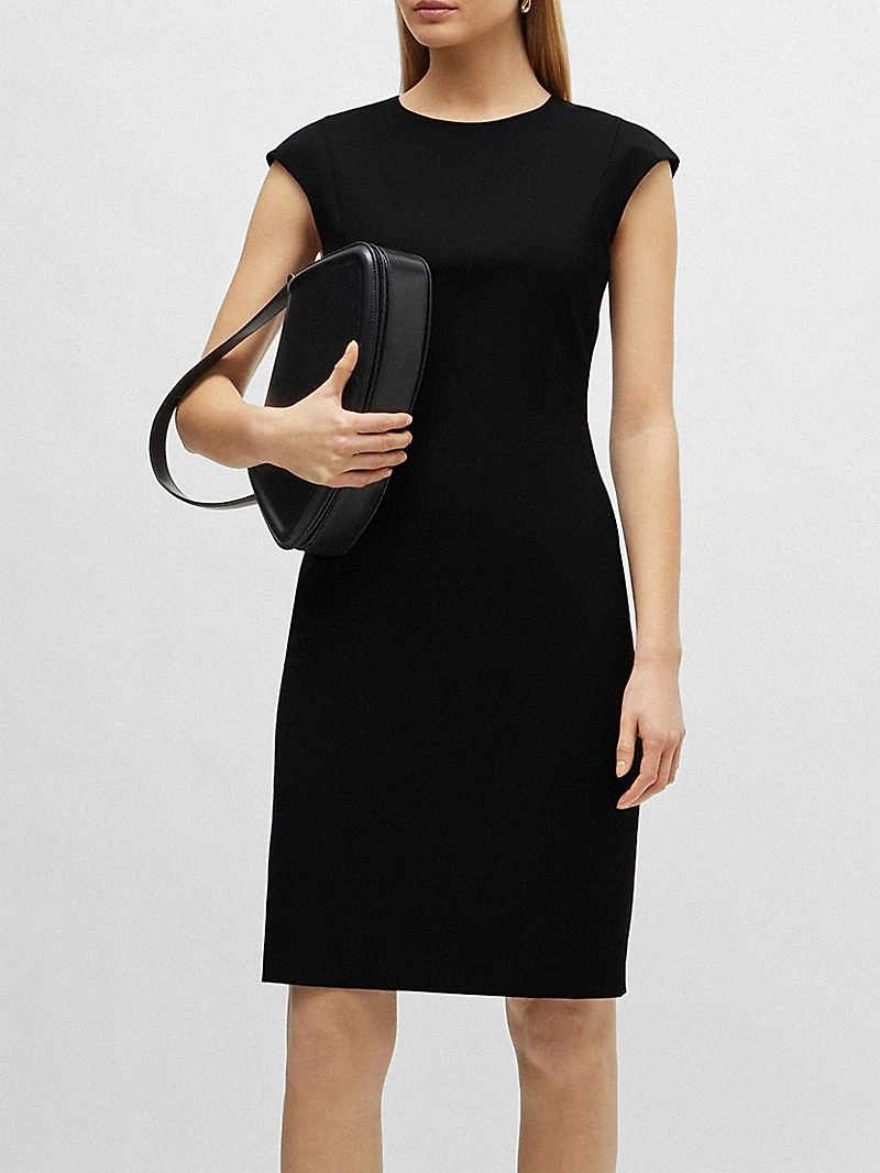 Slim-Fit Dress Virgin Wool with Cap Sleeves