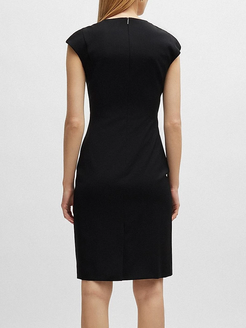 Slim-Fit Dress Virgin Wool with Cap Sleeves