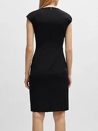 Slim-Fit Dress Virgin Wool with Cap Sleeves
