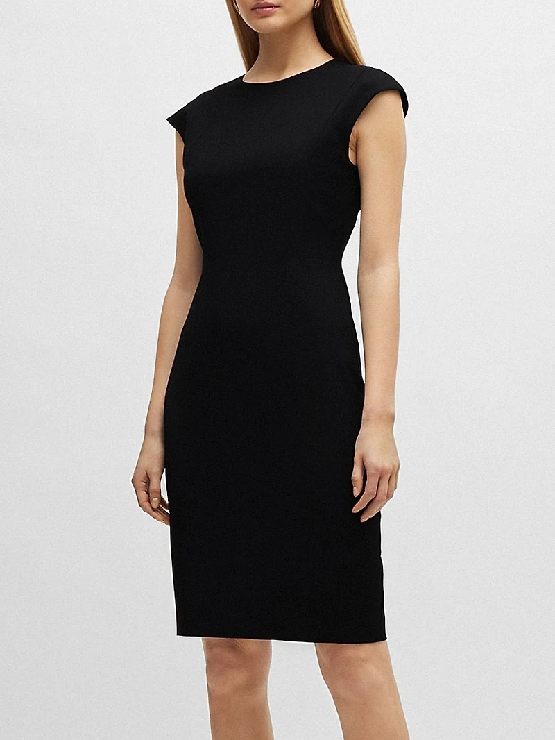Slim-Fit Dress Virgin Wool with Cap Sleeves