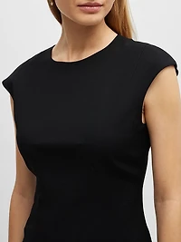 Slim-Fit Dress Virgin Wool with Cap Sleeves