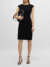 Slim-Fit Dress Virgin Wool with Cap Sleeves