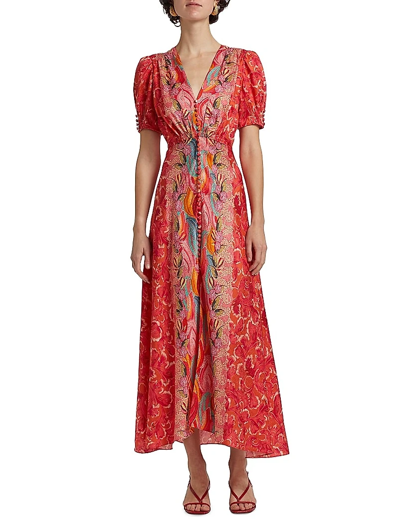 Lea Floral Silk Shirtdress