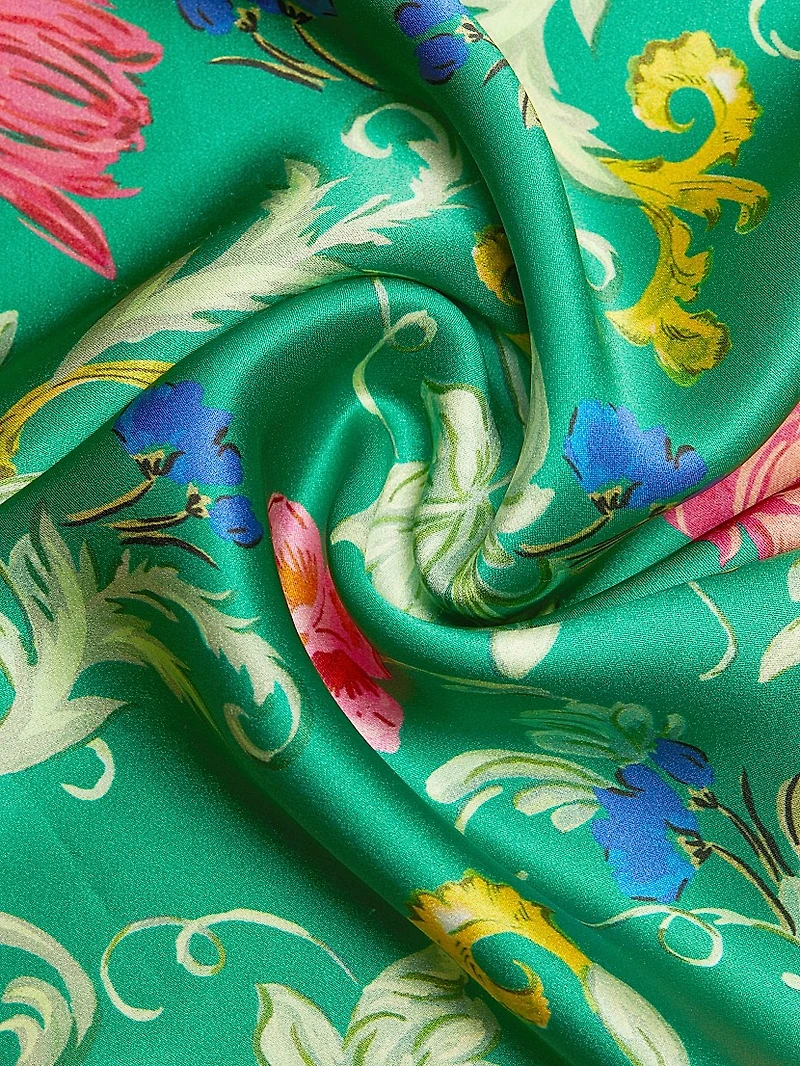 Gwen Floral Silk Tie-Waist Midi-Dress