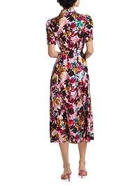 Vanessa Floral Silk Tie-Waist Shirtdress