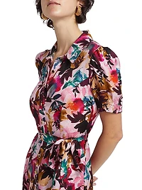 Vanessa Floral Silk Tie-Waist Shirtdress