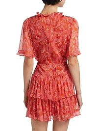 Ava Floral Silk Ruffled Minidress