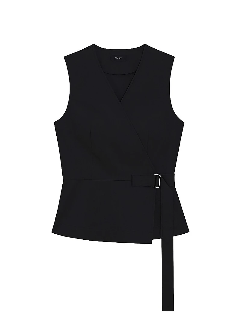 Chino Cotton Sleeveless Wrap Top