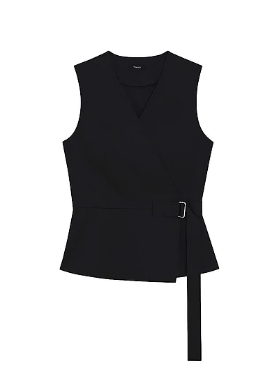 Chino Cotton Sleeveless Wrap Top