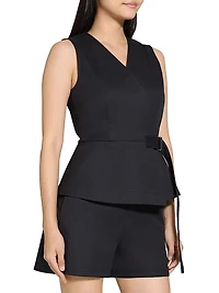 Chino Cotton Sleeveless Wrap Top