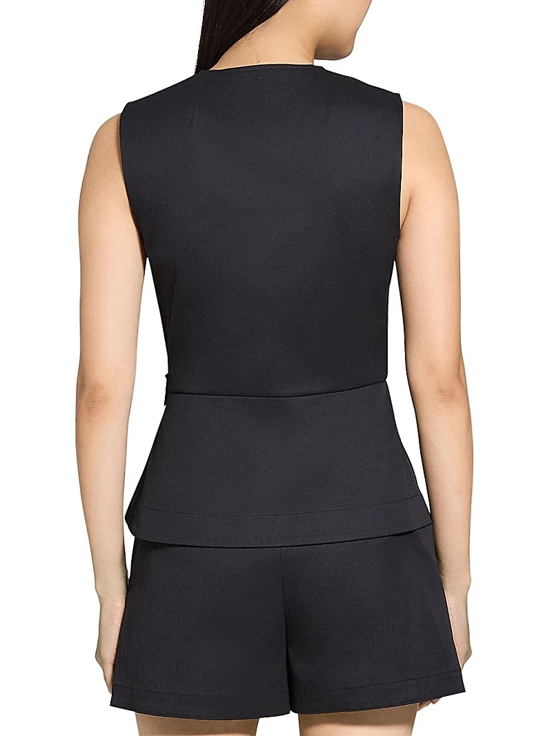 Chino Cotton Sleeveless Wrap Top