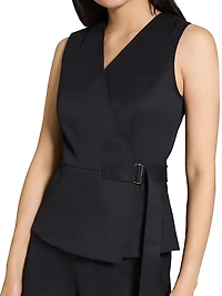Chino Cotton Sleeveless Wrap Top