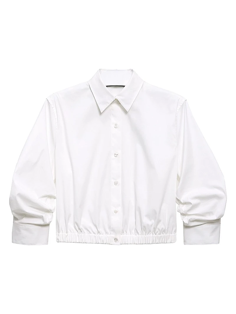 Scrunch Sleeve Button-Front Crop Shirt