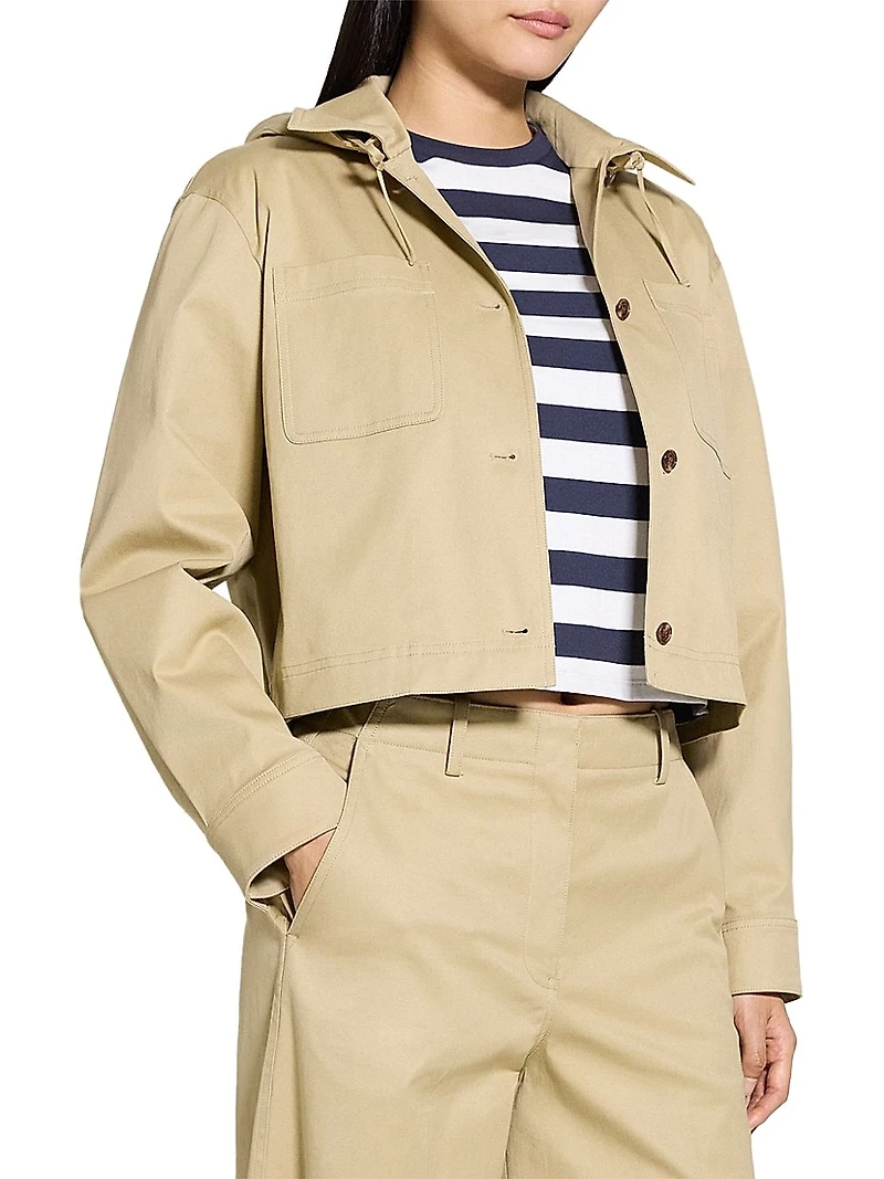 Cotton Hooded Crop Jacket