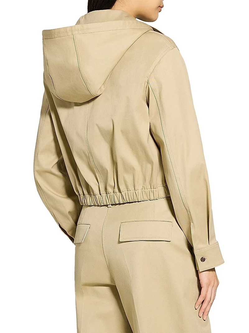 Cotton Hooded Crop Jacket