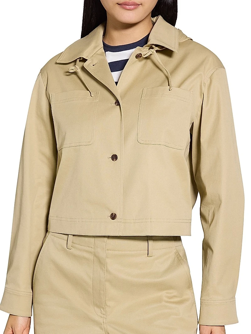 Cotton Hooded Crop Jacket