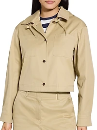 Cotton Hooded Crop Jacket