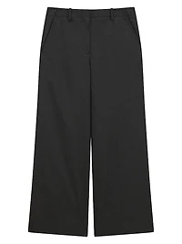 Relaxed Stretch Cotton Wide-Leg Pants