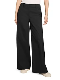 Relaxed Stretch Cotton Wide-Leg Pants