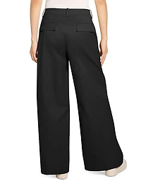 Relaxed Stretch Cotton Wide-Leg Pants